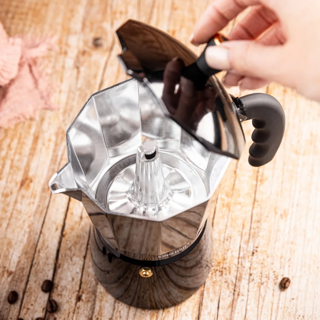 Zaparzacz do kawy espresso, aluminium, 9 filiżanek , czarny/rose gold, KINGHoff, KH-1884 — zdjęcie 8