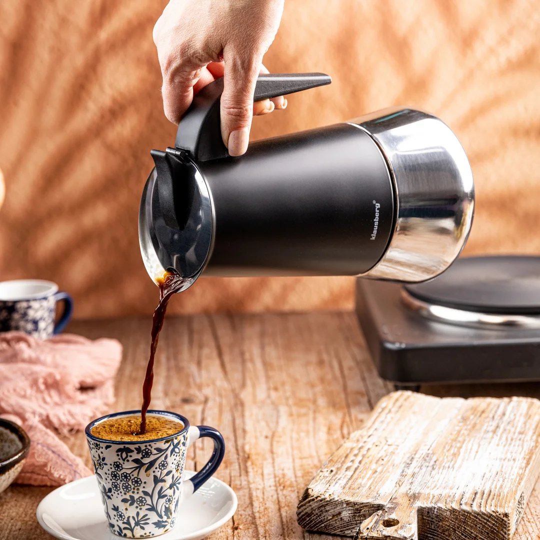 Zaparzacz do kawy espresso, stal nierdzewna, 12 filiżanek, czarny/srebrny, Klausberg, KB-7847 — zdjęcie 2