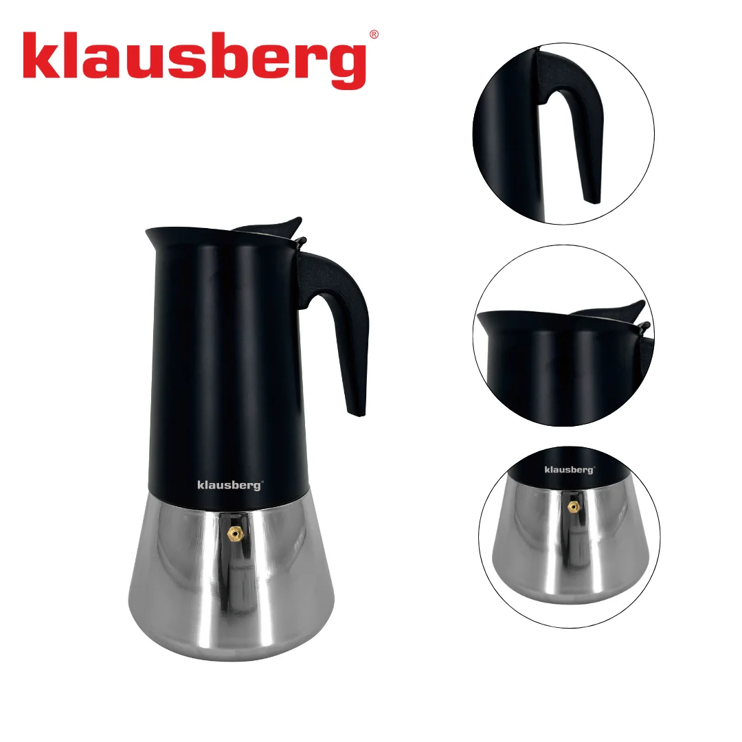 Zaparzacz do kawy espresso, stal nierdzewna, 12 filiżanek, czarny/srebrny, Klausberg, KB-7847 — zdjęcie 13