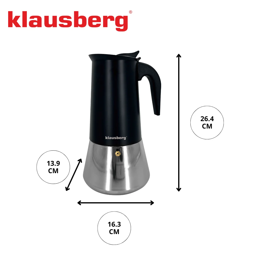 Zaparzacz do kawy espresso, stal nierdzewna, 12 filiżanek, czarny/srebrny, Klausberg, KB-7847 — zdjęcie 14
