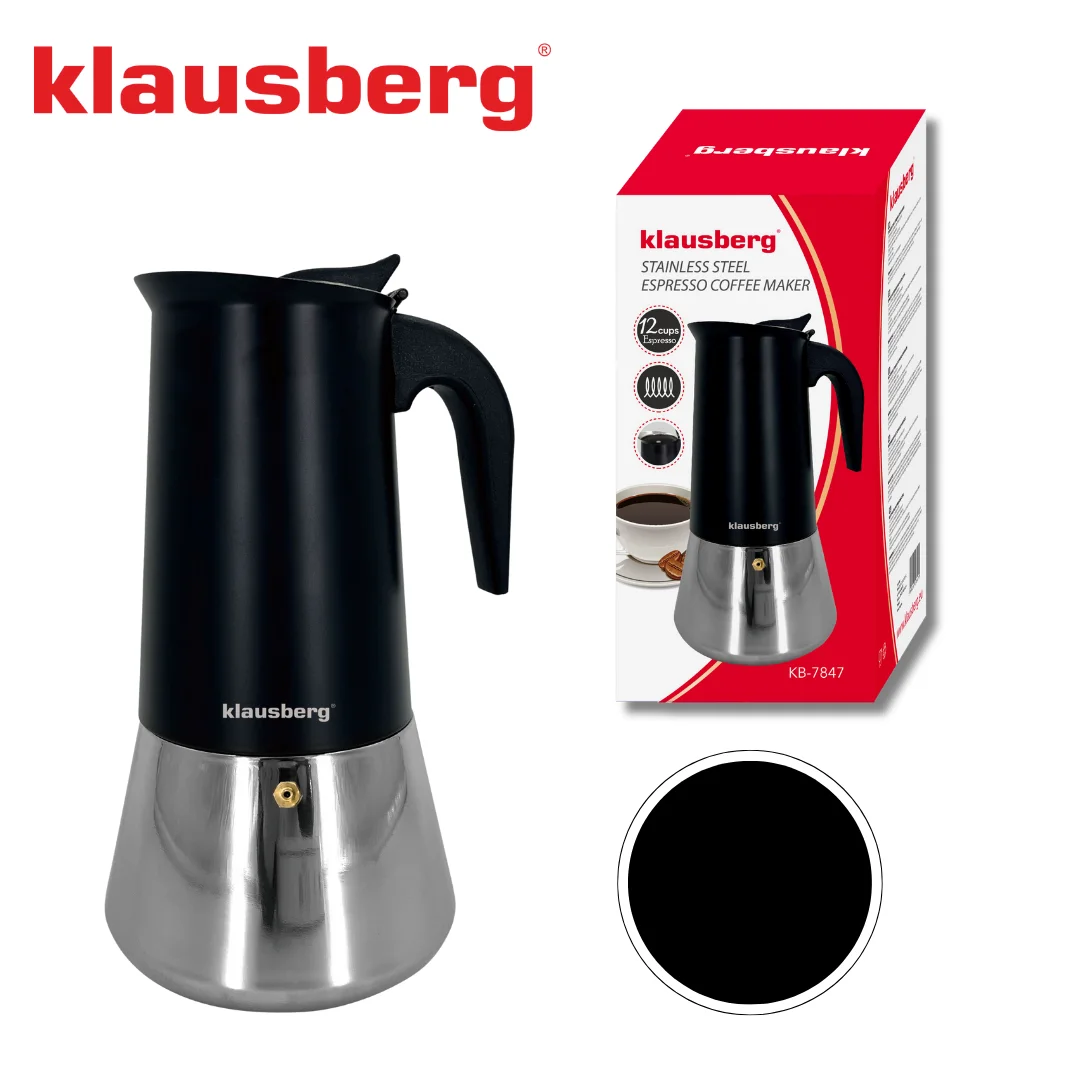 Zaparzacz do kawy espresso, stal nierdzewna, 12 filiżanek, czarny/srebrny, Klausberg, KB-7847 — zdjęcie 15