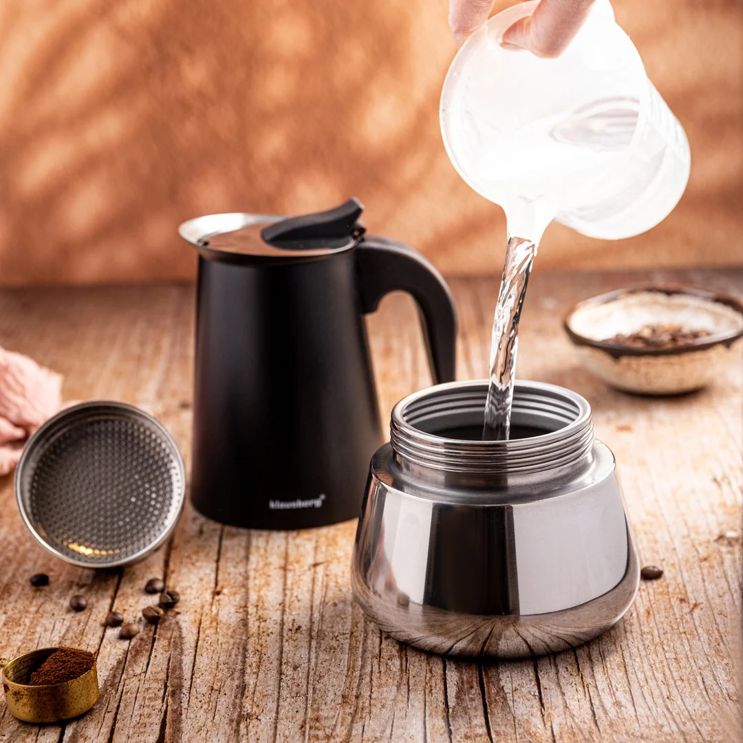Zaparzacz do kawy espresso, stal nierdzewna, 12 filiżanek, czarny/srebrny, Klausberg, KB-7847 — zdjęcie 8