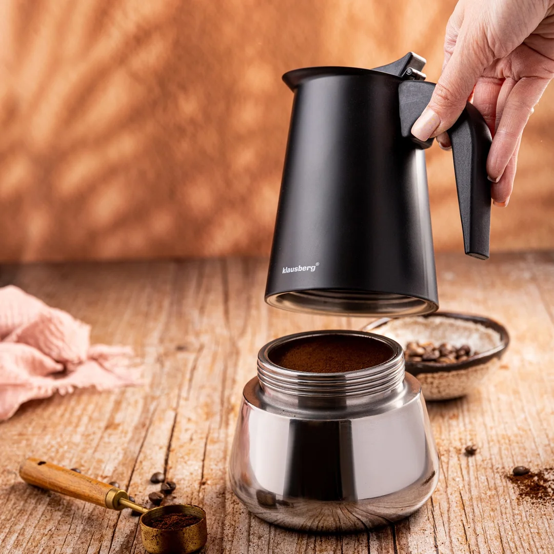 Zaparzacz do kawy espresso, stal nierdzewna, 12 filiżanek, czarny/srebrny, Klausberg, KB-7847 — zdjęcie 11
