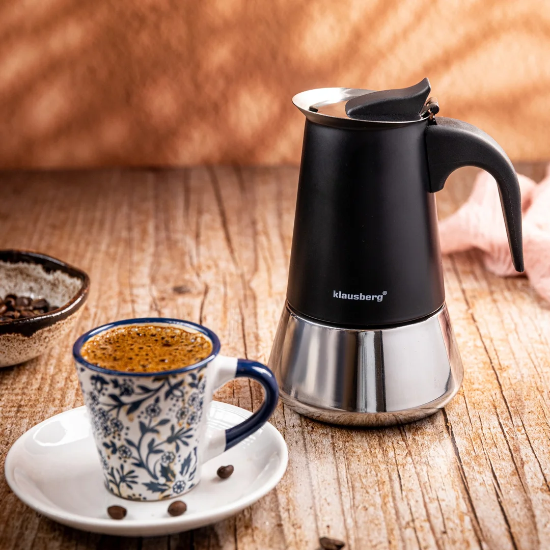Zaparzacz do kawy espresso, stal nierdzewna, 4 filiżanki, czarny/srebrny, Klausberg, KB-7844 — zdjęcie 2