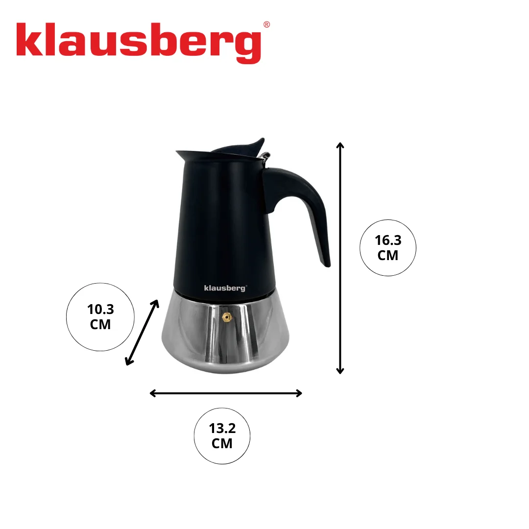Zaparzacz do kawy espresso, stal nierdzewna, 4 filiżanki, czarny/srebrny, Klausberg, KB-7844 — zdjęcie 13
