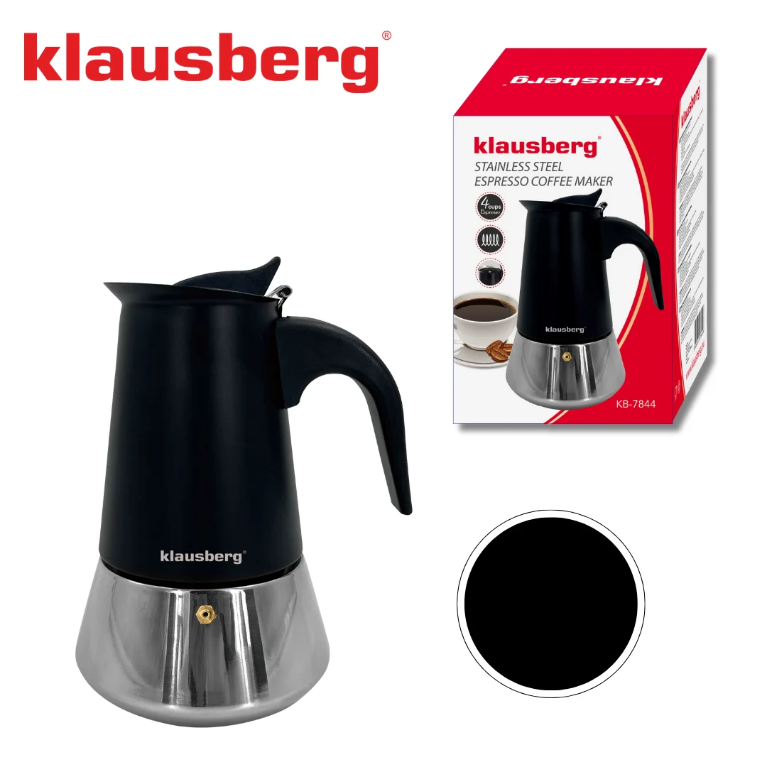 Zaparzacz do kawy espresso, stal nierdzewna, 4 filiżanki, czarny/srebrny, Klausberg, KB-7844 — zdjęcie 16
