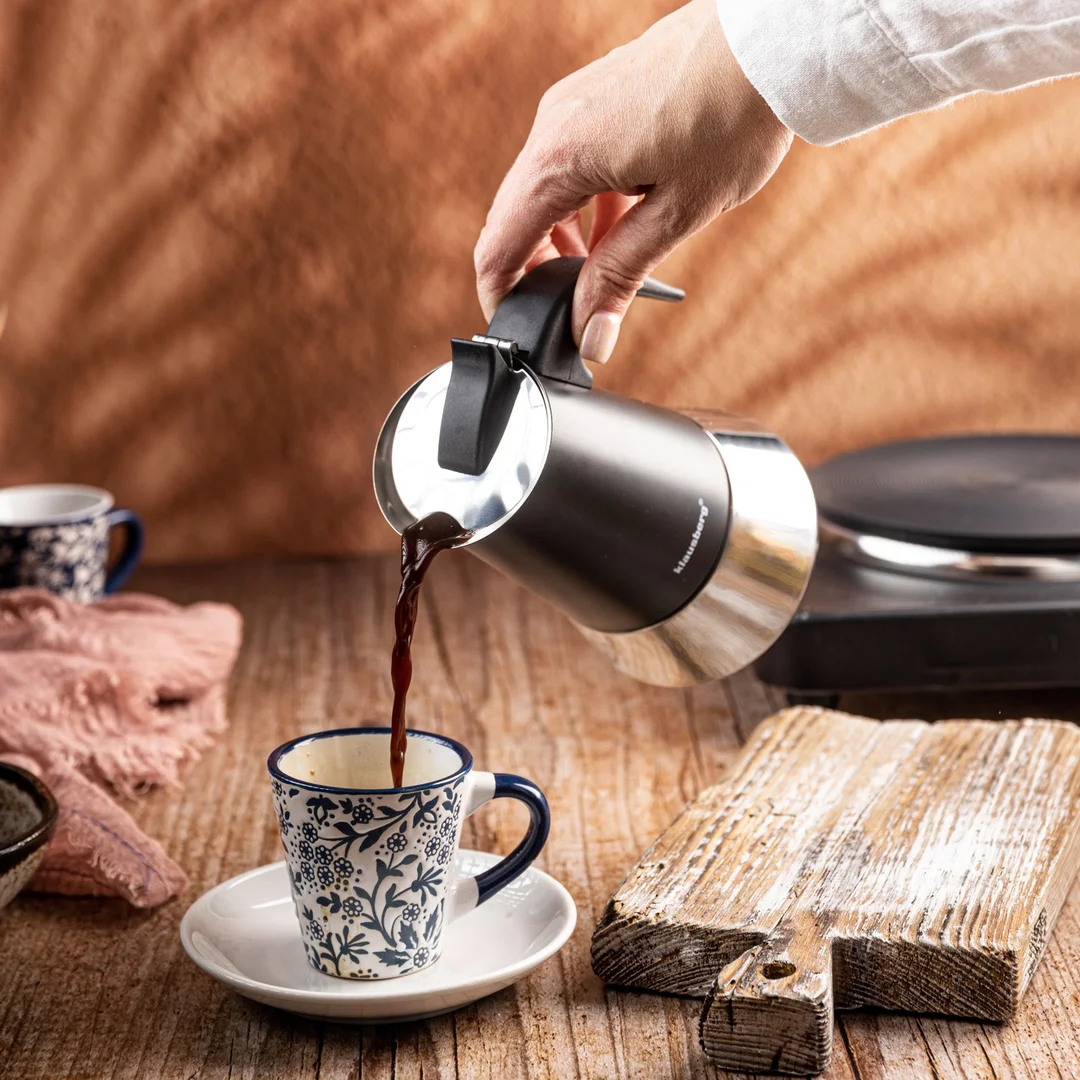 Zaparzacz do kawy espresso, stal nierdzewna, 4 filiżanki, czarny/srebrny, Klausberg, KB-7844 — zdjęcie 6