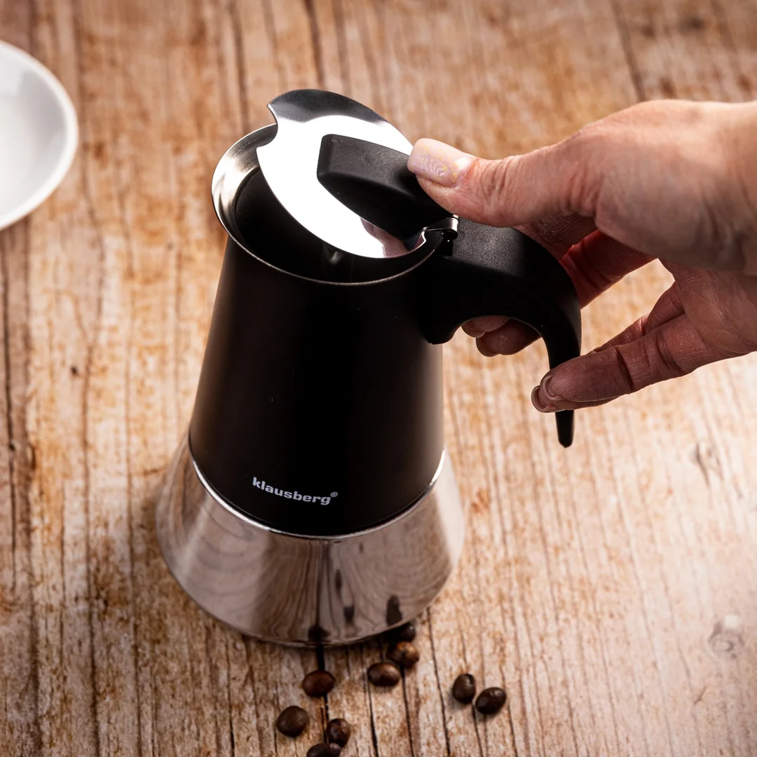 Zaparzacz do kawy espresso, stal nierdzewna, 4 filiżanki, czarny/srebrny, Klausberg, KB-7844 — zdjęcie 7