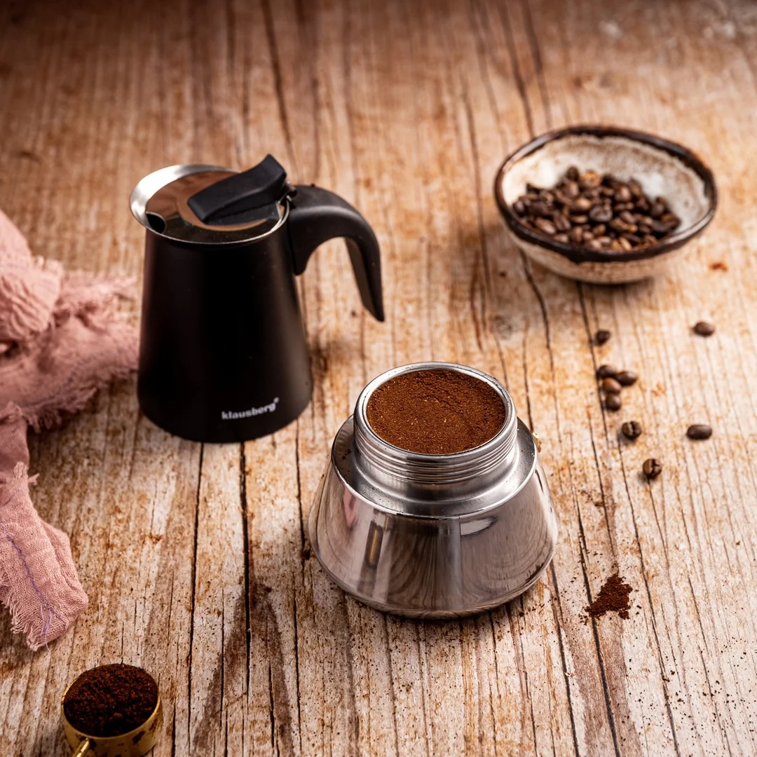 Zaparzacz do kawy espresso, stal nierdzewna, 4 filiżanki, czarny/srebrny, Klausberg, KB-7844 — zdjęcie 11
