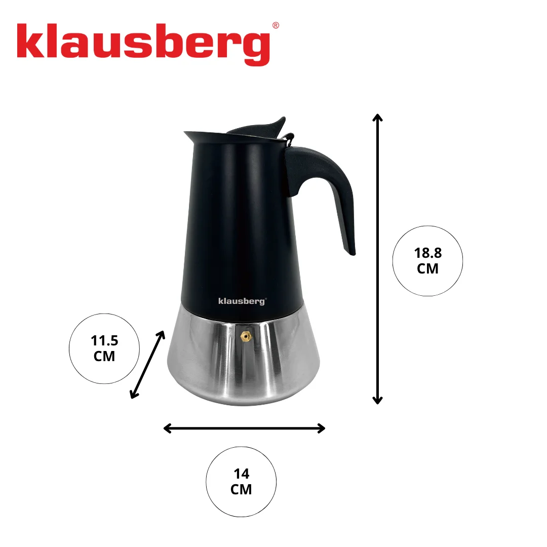 Zaparzacz do kawy espresso, stal nierdzewna, 6 filiżanek, czarny/srebrny, Klausberg, KB-7845 — zdjęcie 12
