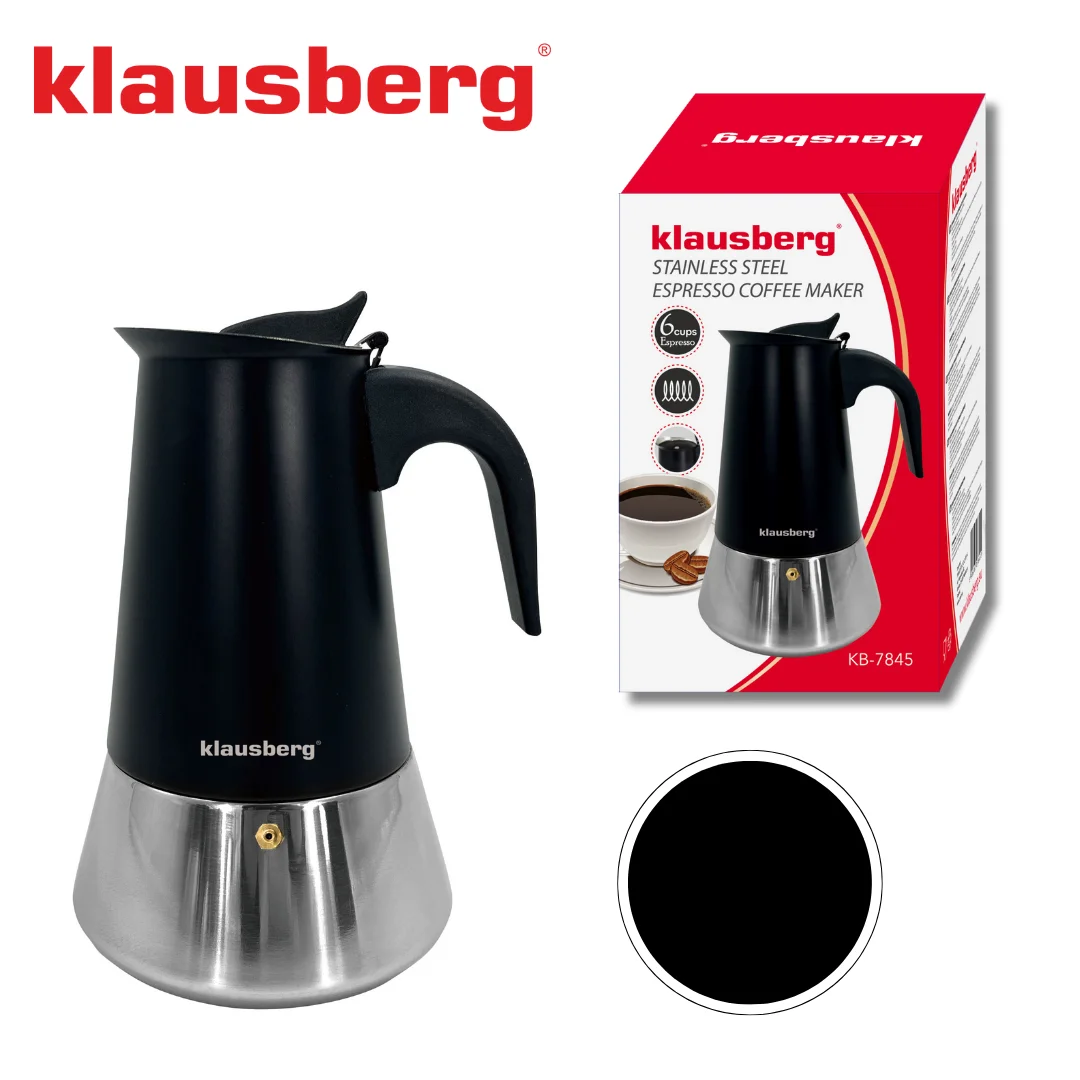 Zaparzacz do kawy espresso, stal nierdzewna, 6 filiżanek, czarny/srebrny, Klausberg, KB-7845 — zdjęcie 13