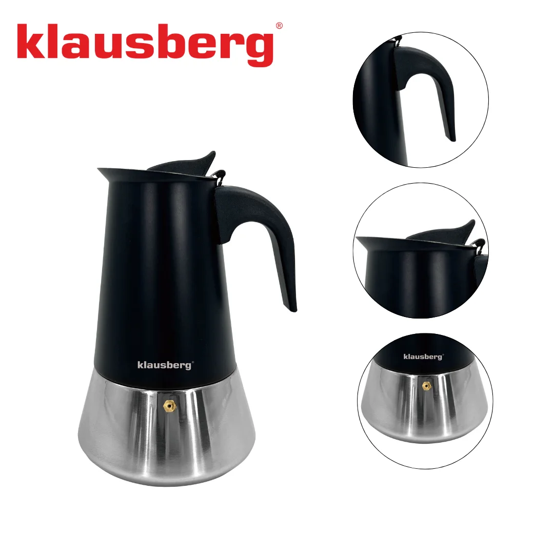 Zaparzacz do kawy espresso, stal nierdzewna, 6 filiżanek, czarny/srebrny, Klausberg, KB-7845 — zdjęcie 11