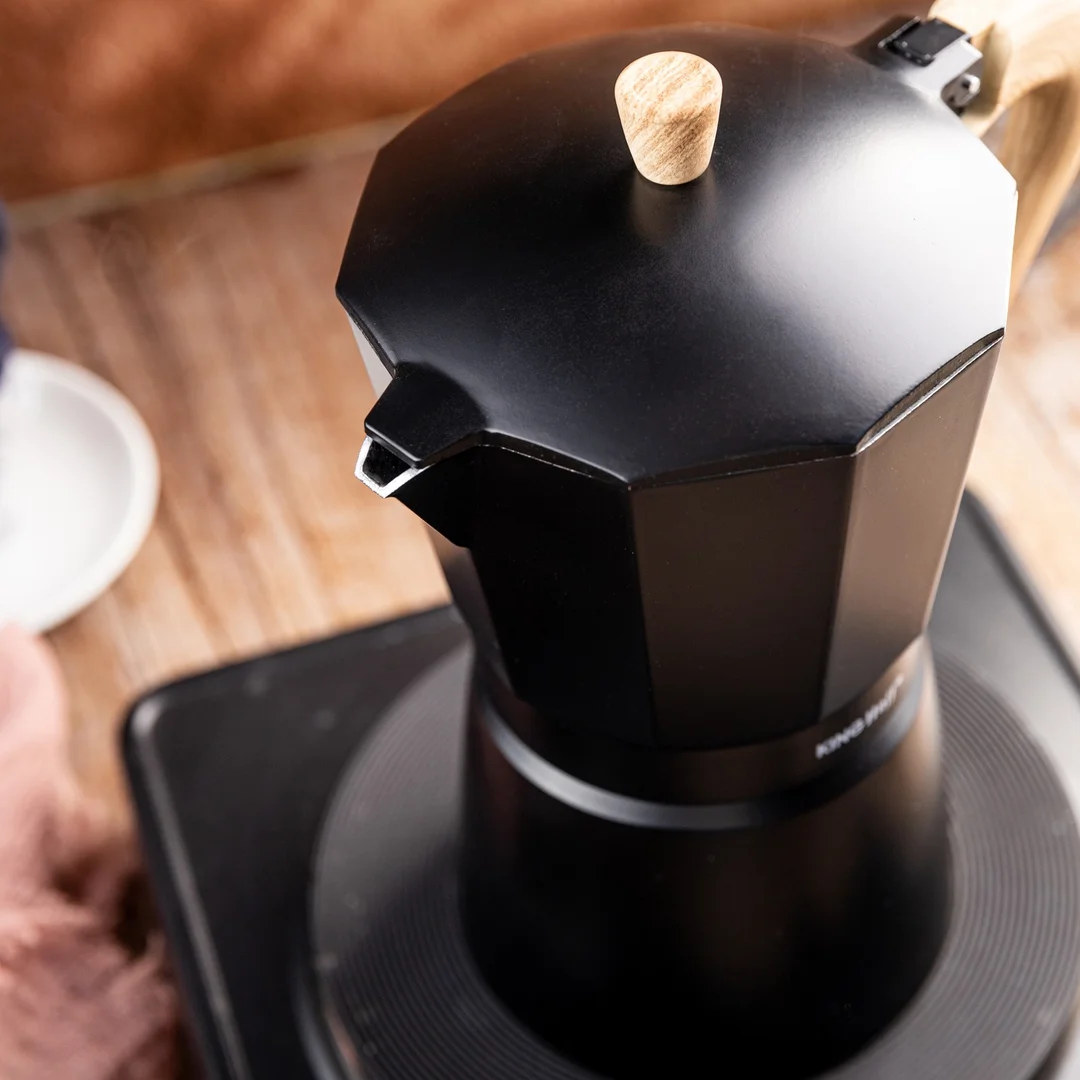 Zaparzacz do kawy espresso z aluminium, 6 filiżanek, czarny/drewnopodobny, KINGHoff, KH-1886 — zdjęcie 12