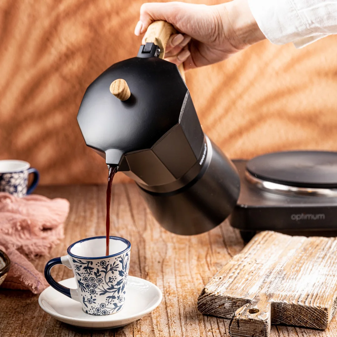 Zaparzacz do kawy espresso z aluminium, 6 filiżanek, czarny/drewnopodobny, KINGHoff, KH-1886 — zdjęcie 13