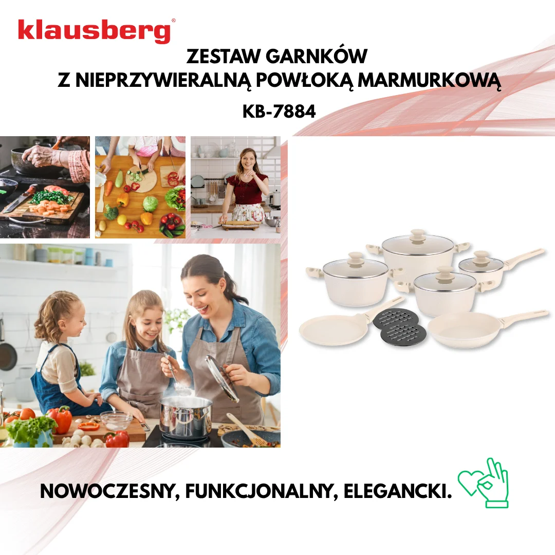 Zestaw garnków, 12 elementów, aluminium z powłoką markurkową, kremowe, Klausberg, KB-7884 — zdjęcie 9