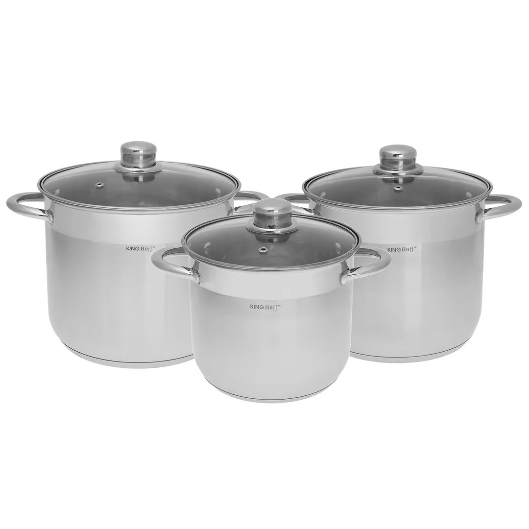 Zestaw garnków 6 elementów, stal Ø18,20,22cm KingHoff — zdjęcie 2