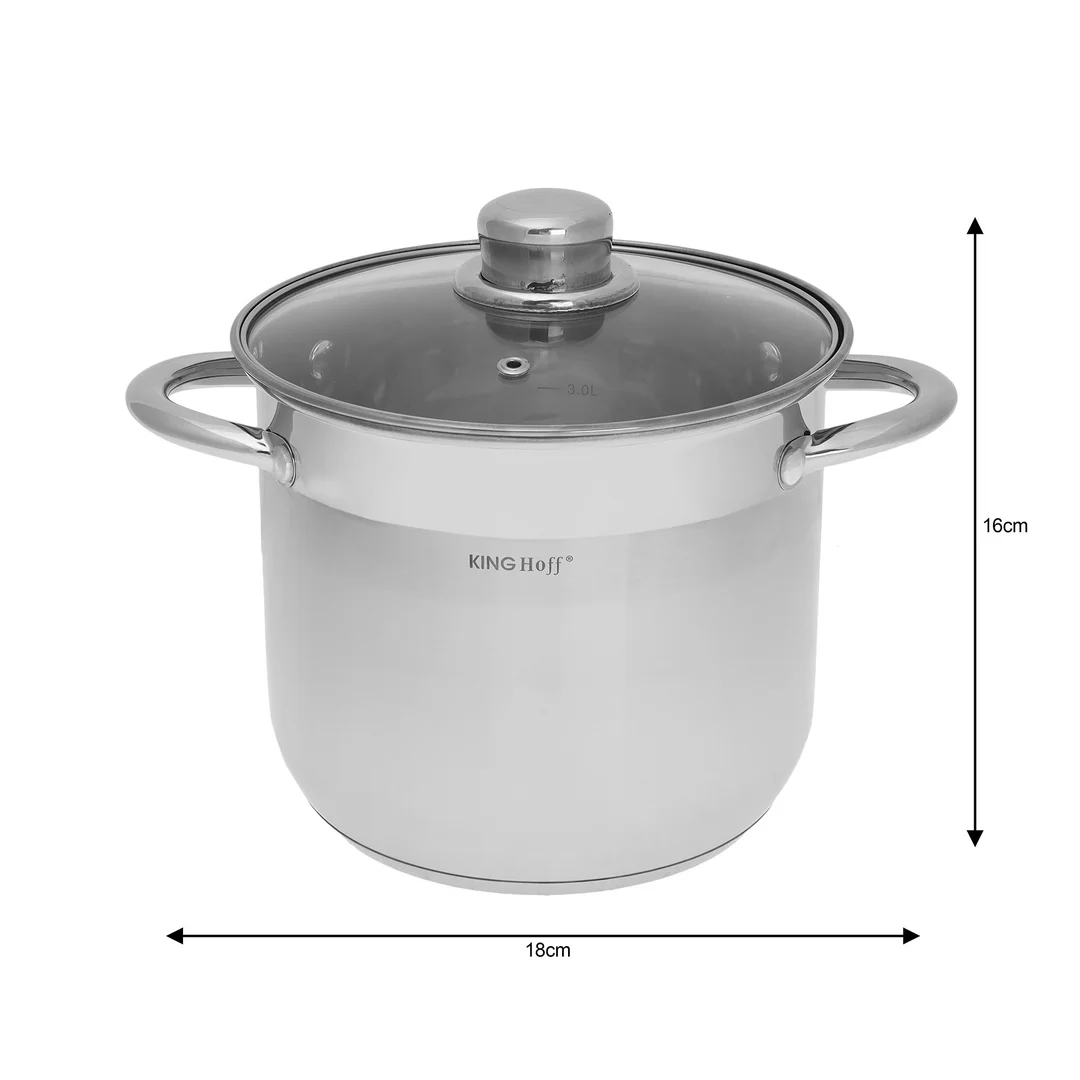 Zestaw garnków 6 elementów, stal Ø18,20,22cm KingHoff — zdjęcie 5