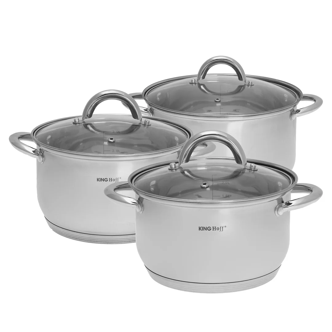 Zestaw garnków 6 elementów, stal, Ø18,20,24cm Kinghoff Kinghoff — zdjęcie 3