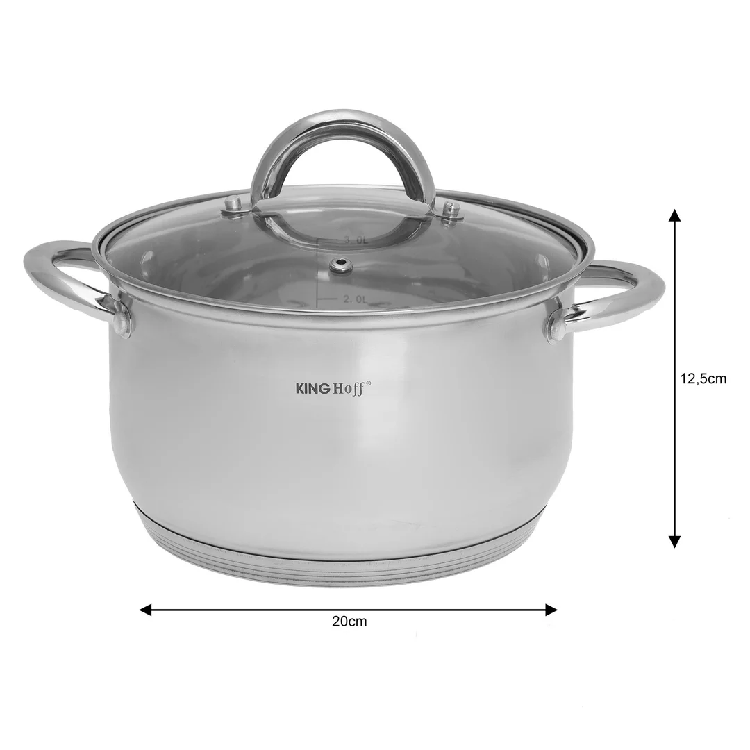 Zestaw garnków 6 elementów, stal, Ø18,20,24cm Kinghoff Kinghoff — zdjęcie 8