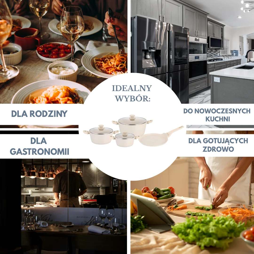 Zestaw garnków 7 elementów z patelnią naleśnikową, aluminium odlewane, marmurowa powłoka non-stick, beżowy, Klausberg, KB-7963 — zdjęcie 4