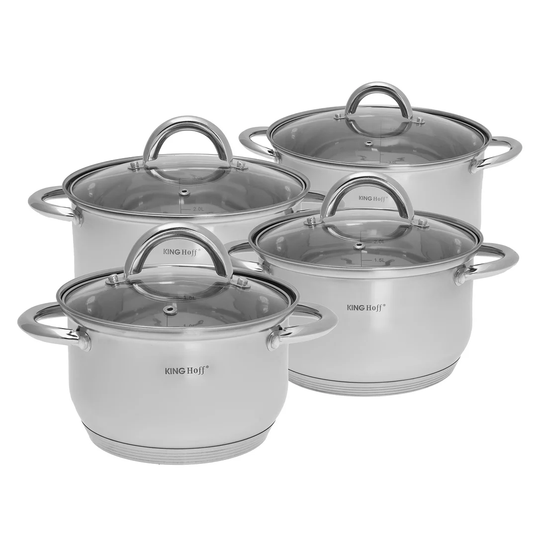Zestaw garnków 8 elementów, stal, Ø16,18,20,24cm Kinghoff — zdjęcie 3