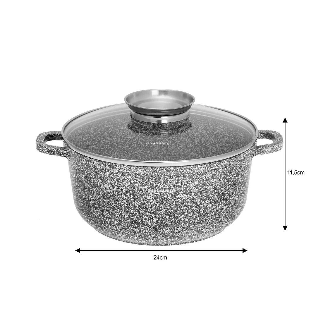 Zestaw garnków z marmurową powłoką 6 elementów Ø20/24/28 cm Klausberg — zdjęcie 4