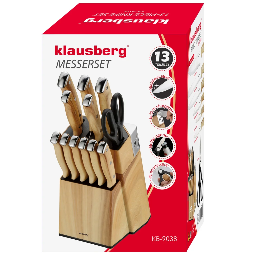 Zestaw noży kuchennych, 13 el., ostrzałka, Klausberg KB-9038 — zdjęcie 9