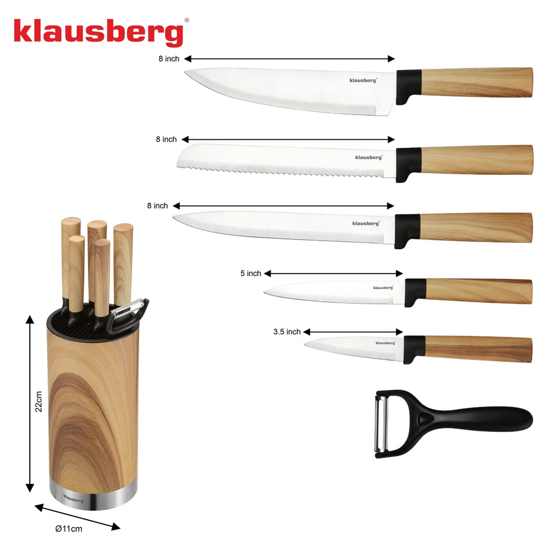 Zestaw noży kuchennych, 5 noży + obieraczka, Klausberg KB-9036 — zdjęcie 8