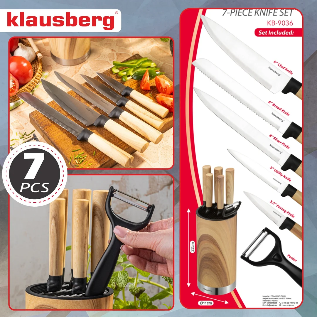 Zestaw noży kuchennych, 5 noży + obieraczka, Klausberg KB-9036 — zdjęcie 9