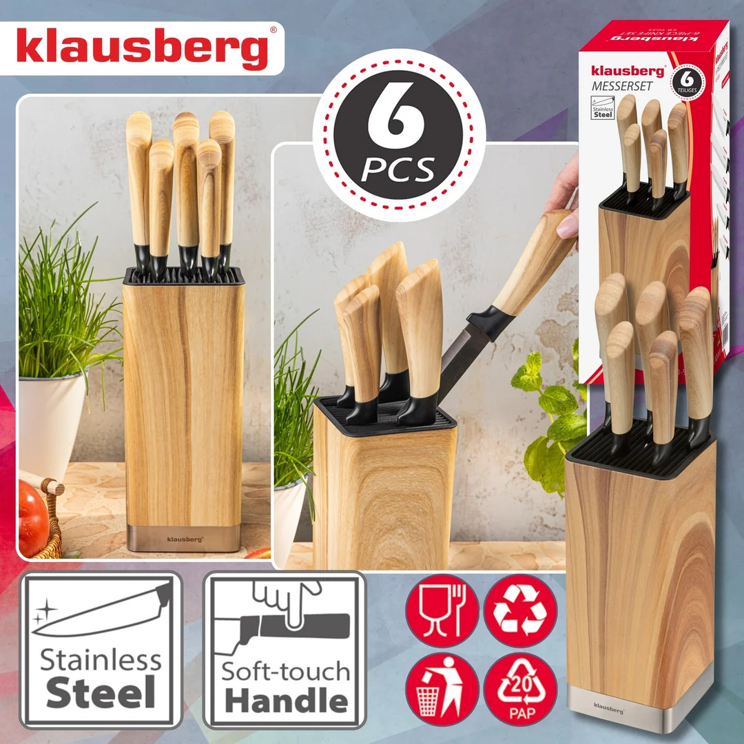 Zestaw noży kuchennych, 5 noży w bloku, Klausberg KB-9035 — zdjęcie 3