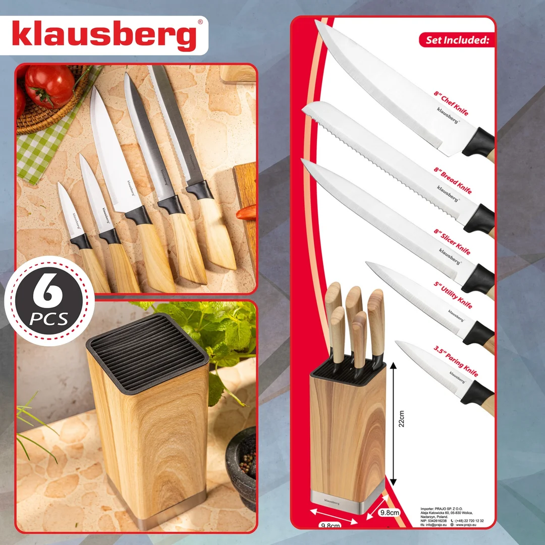 Zestaw noży kuchennych, 5 noży w bloku, Klausberg KB-9035 — zdjęcie 8