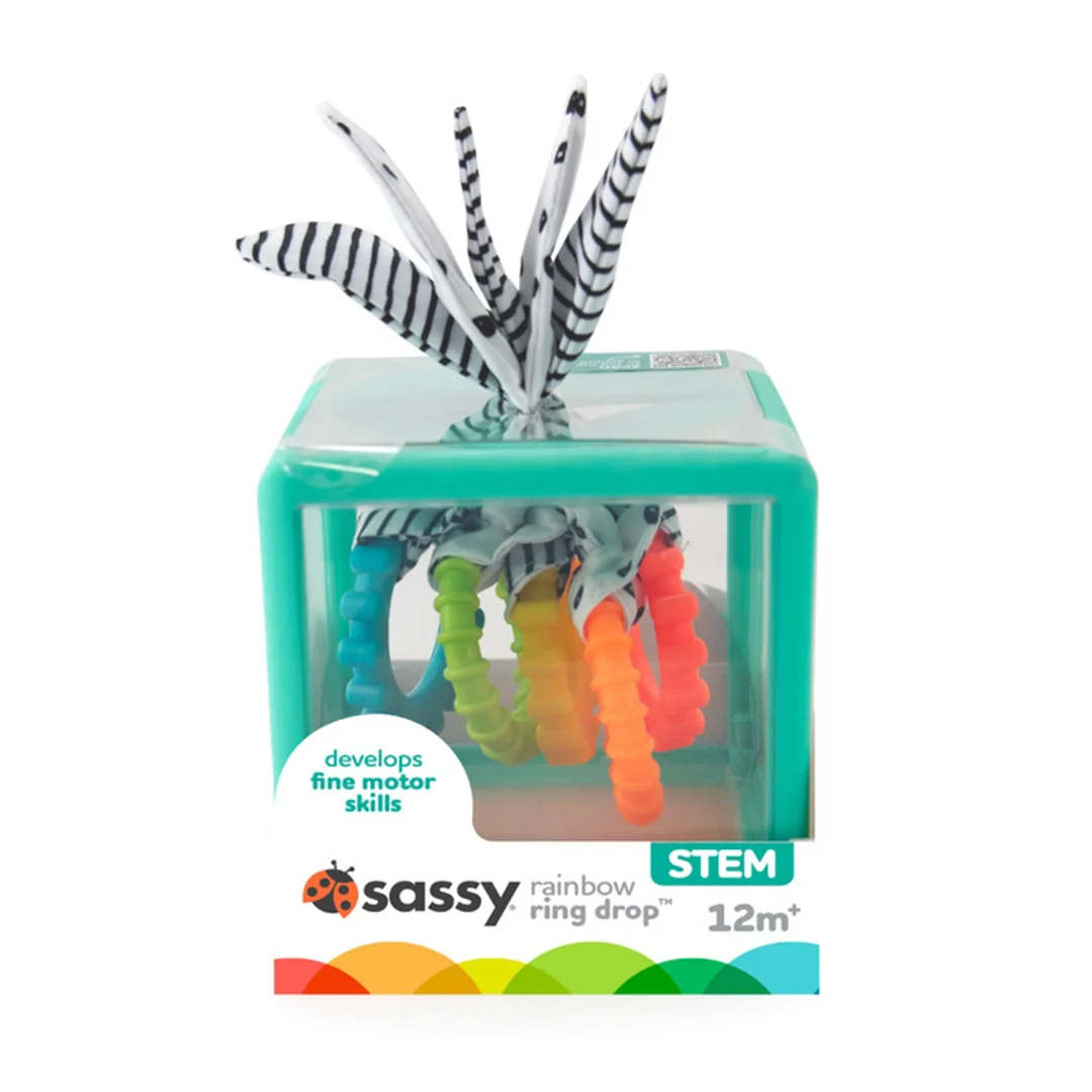 Manipulacyjna kostka sensoryczna Montessori – sorter z krążkami, Sassy
