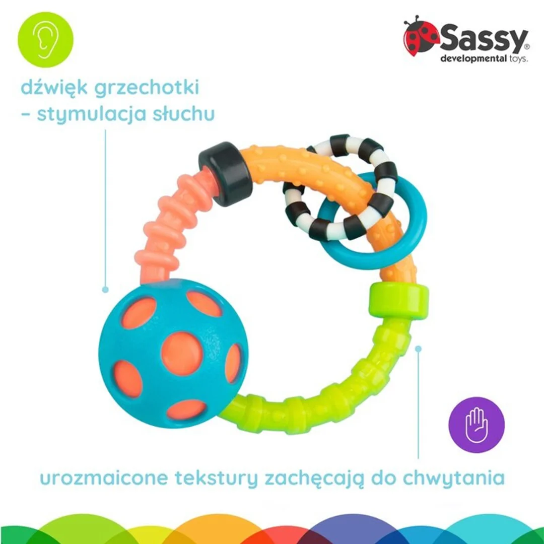 Grzechotka okrągła zabawka sensoryczna multikolor m Sassy