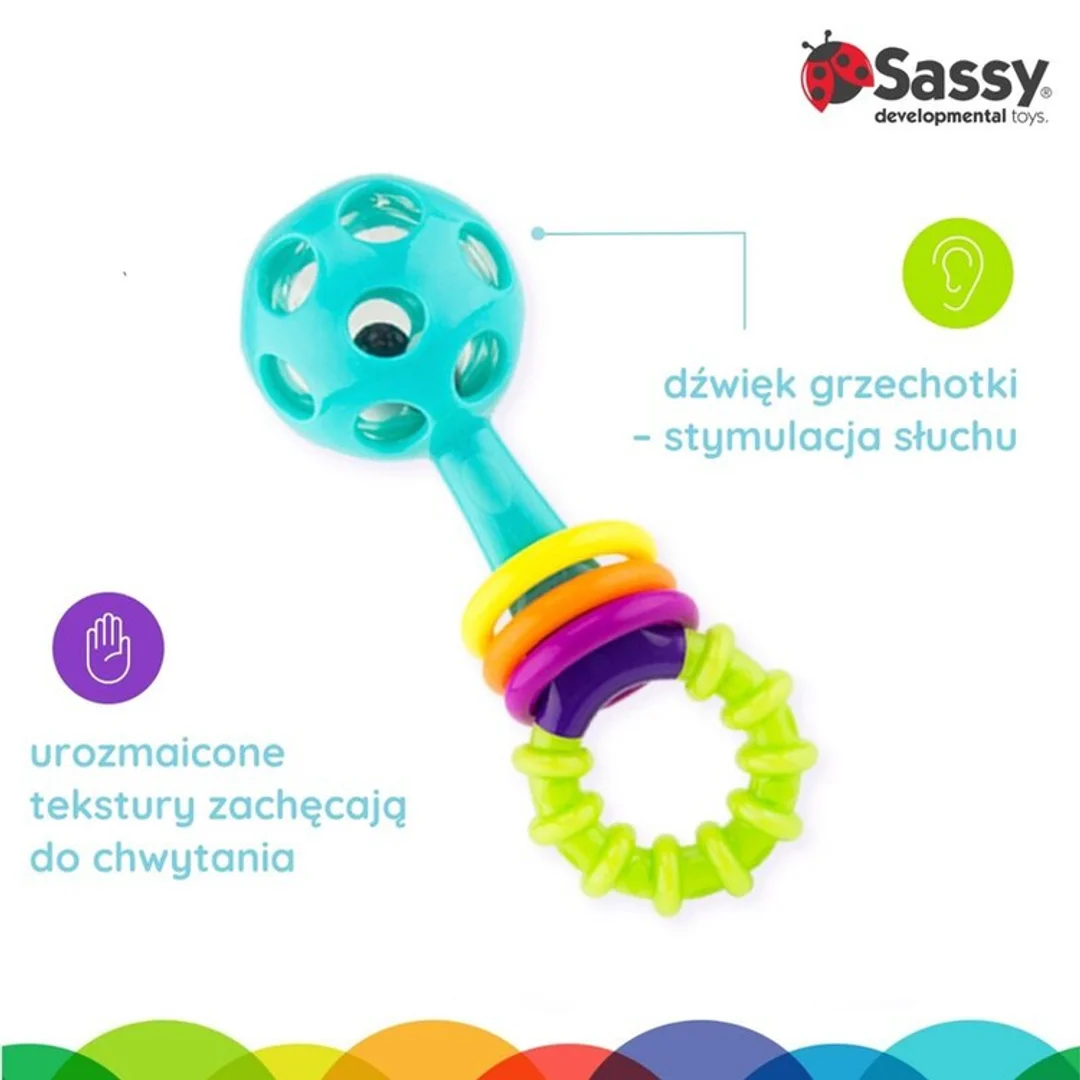 Grzechotka sztanga zabawka sensoryczna m Sassy