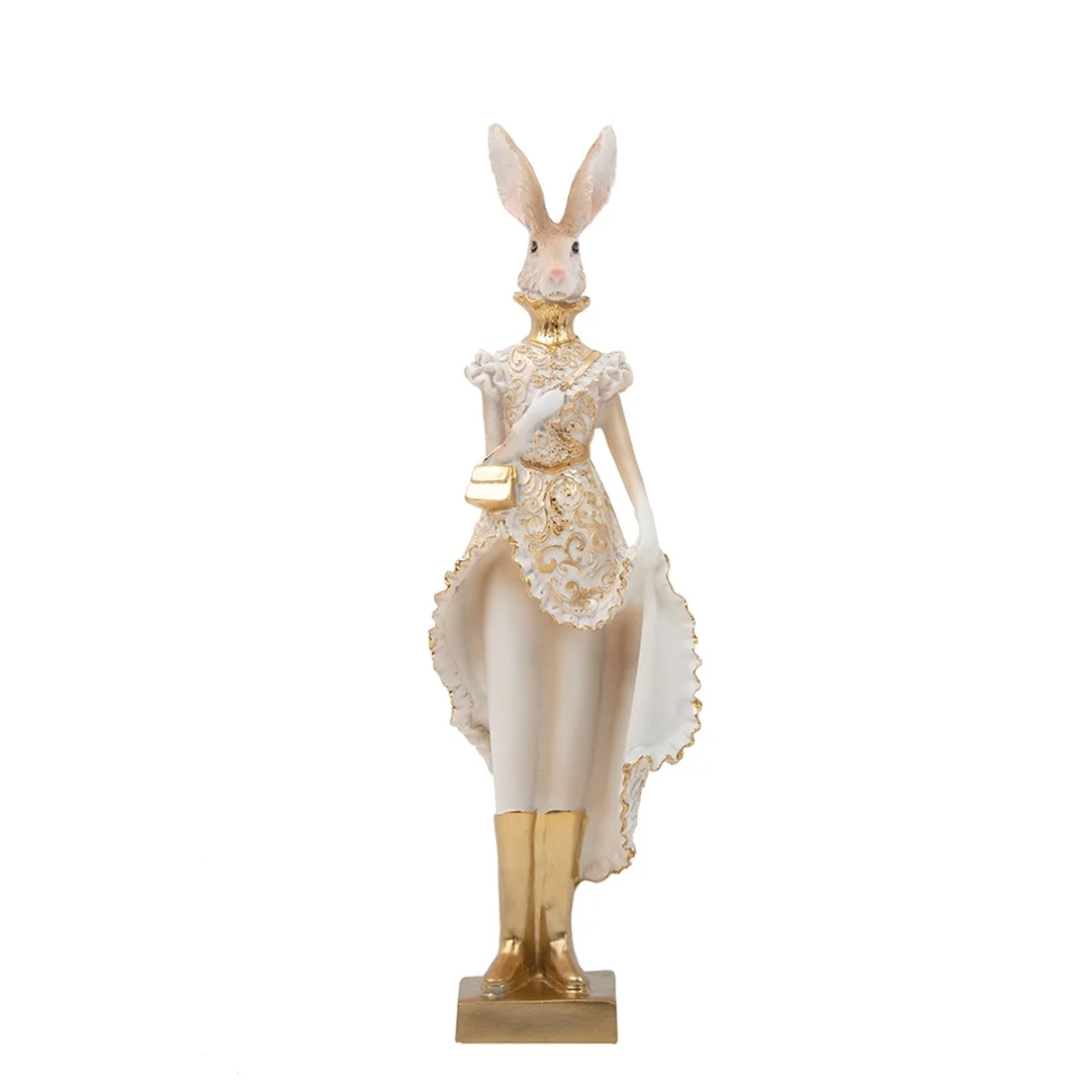 Figurka dekoracyjna SHP RABBIT beżowa / złota
