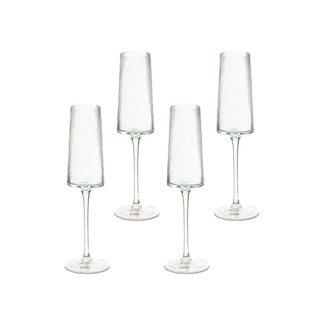 KARE komplet 4 kieliszków do szampana RIFFLE 215 ml