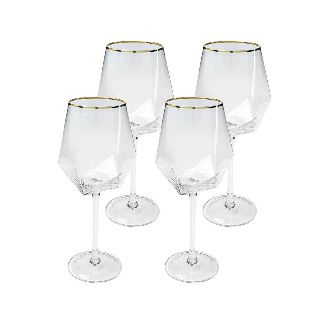 KARE komplet 4 kieliszków do wina DIAMOND RIM 525 ml