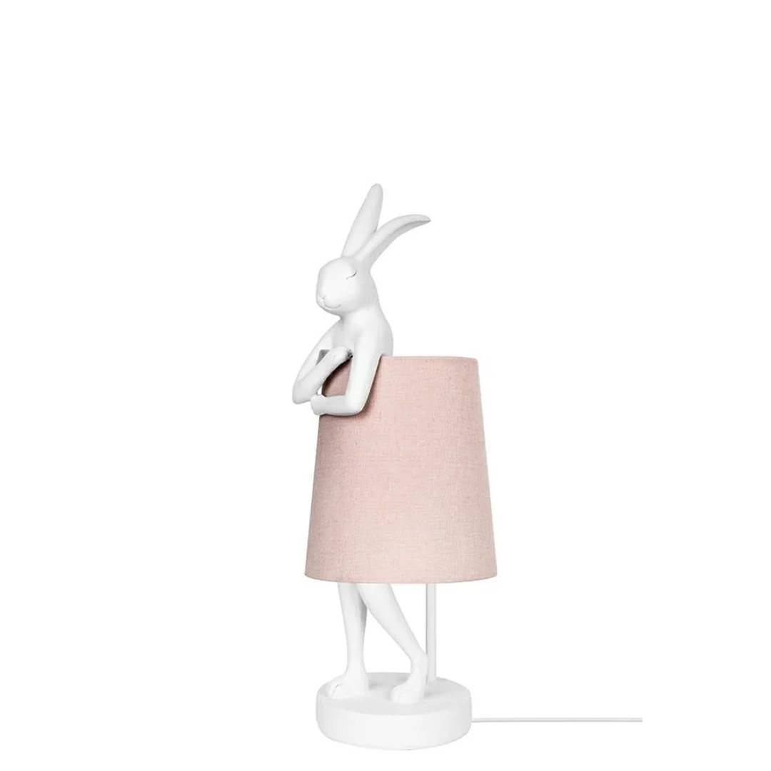 Kare lampa stołowa Rabbit 50 cm biała / różowa