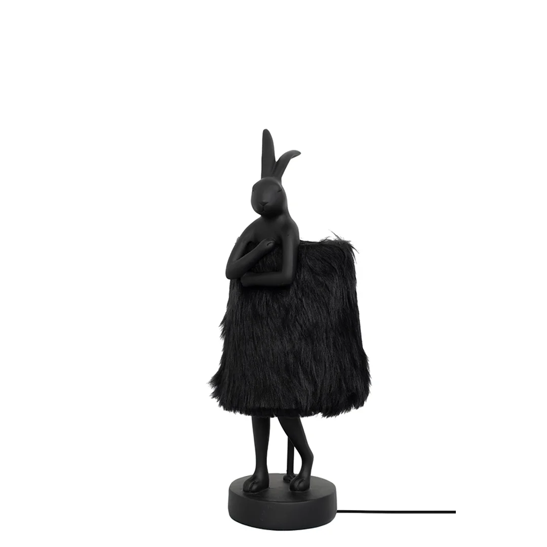 KARE lampa stołowa RABBIT FUR 50 cm czarna / złota