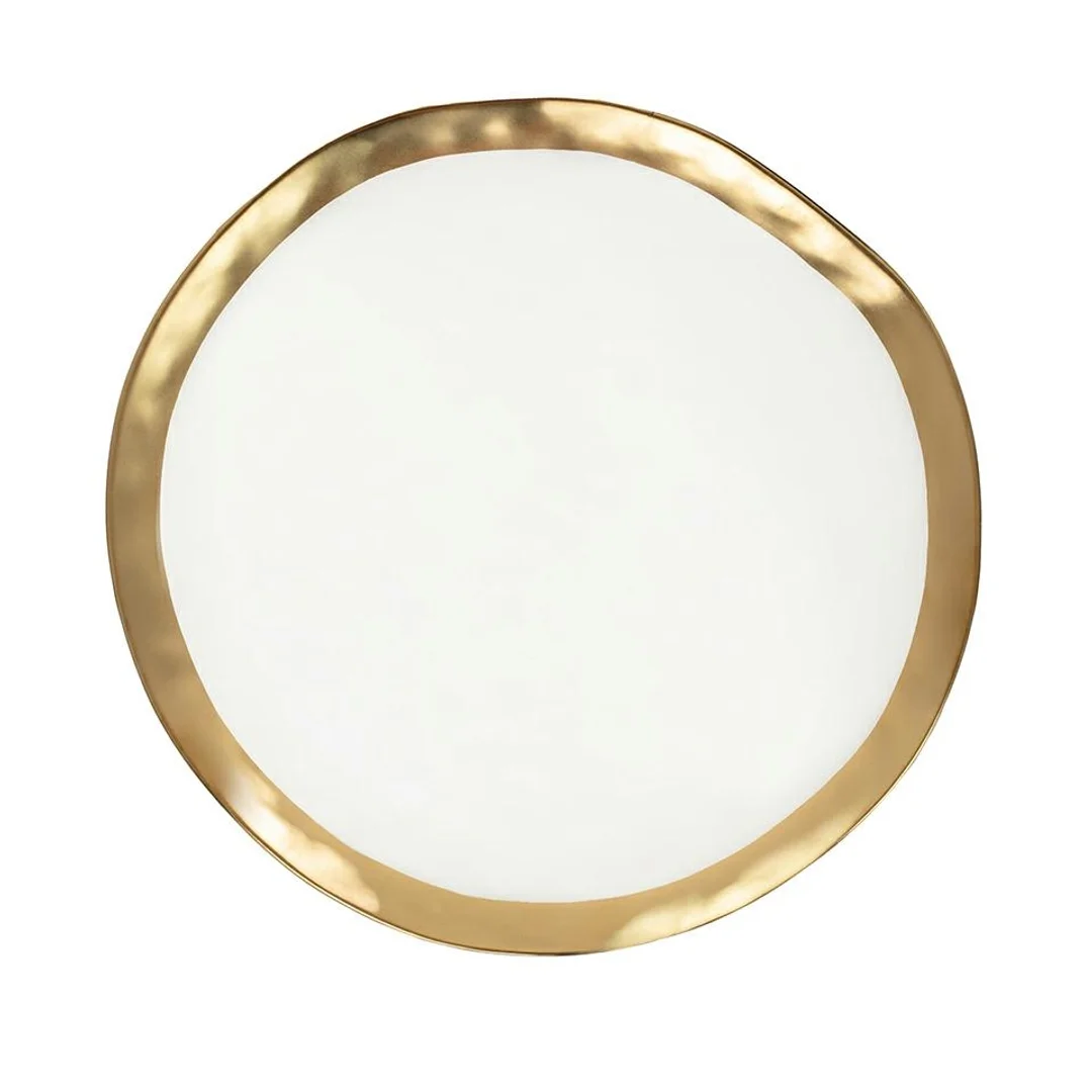 Kare talerz Bell 31 cm biało-złoty