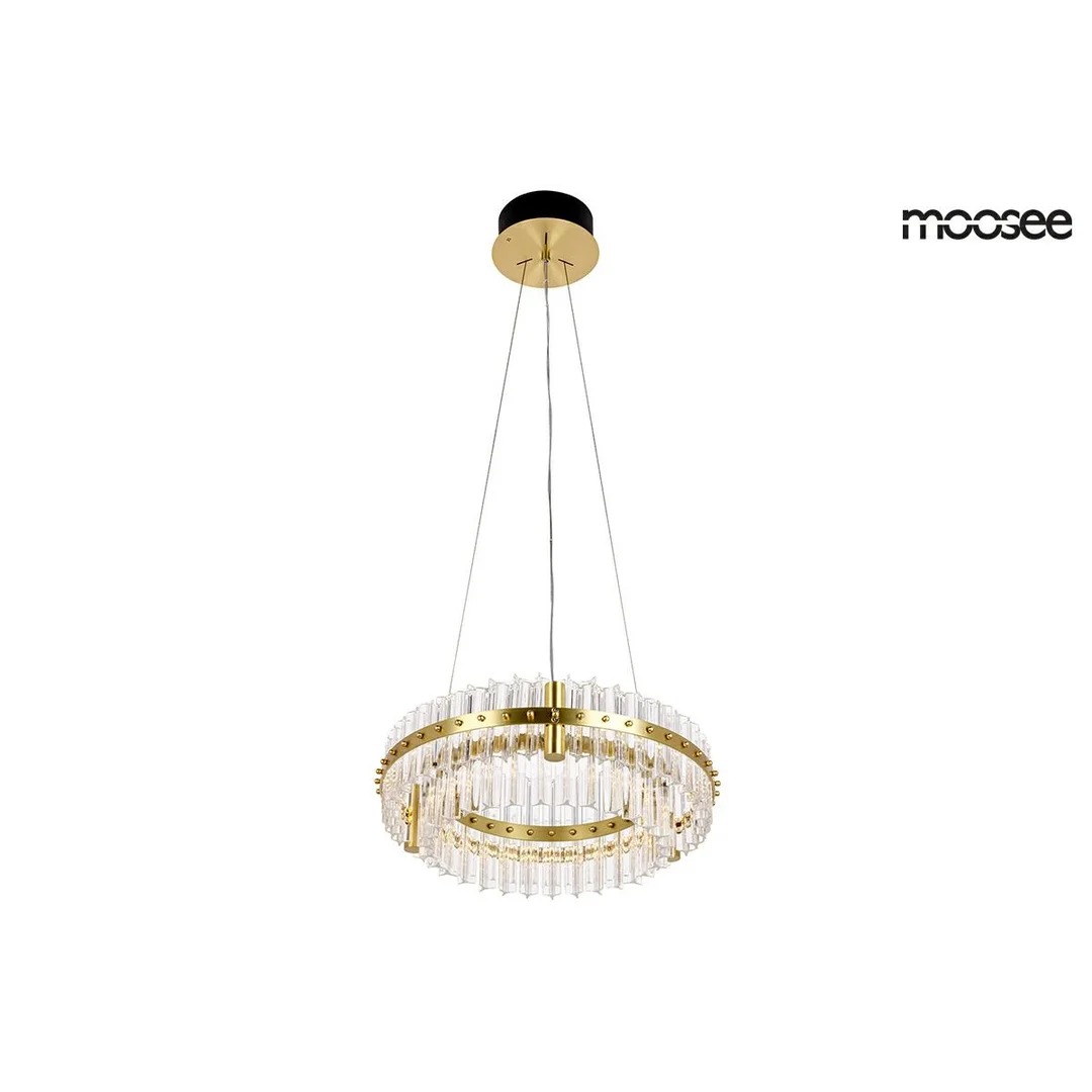MOOSEE lampa wisząca SATURNUS 47 DUO złota - LED, kryształ, stal szczotkowana