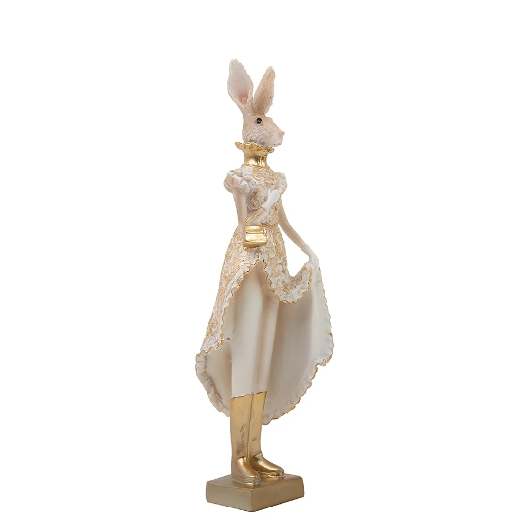 Figurka dekoracyjna SHP RABBIT beżowa / złota — zdjęcie 3