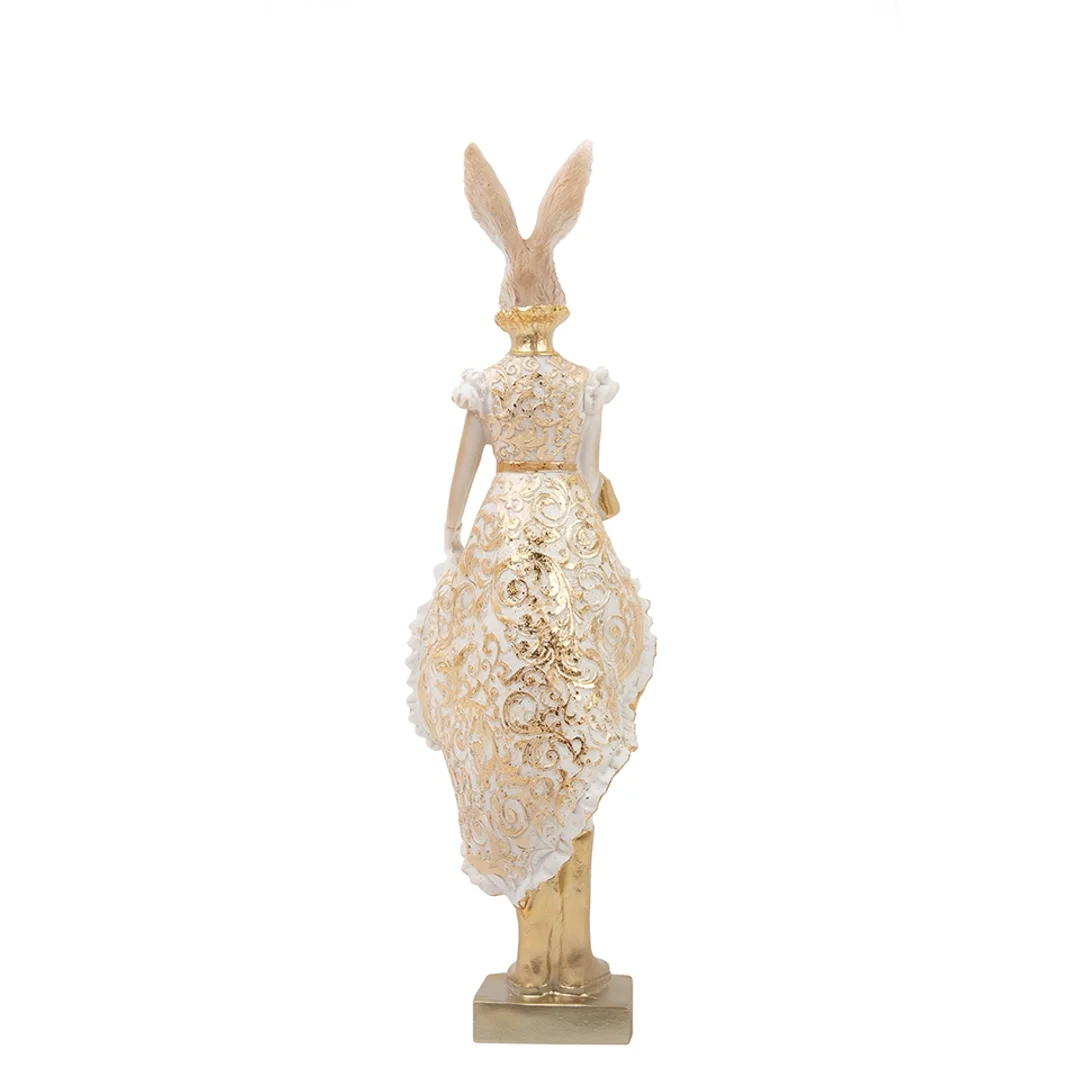 Figurka dekoracyjna SHP RABBIT beżowa / złota — zdjęcie 4