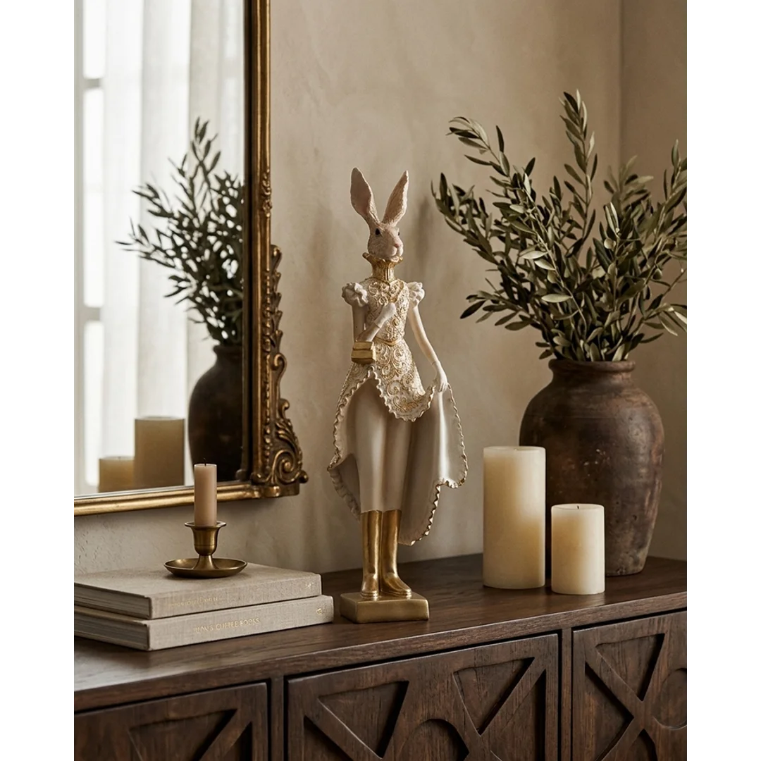 Figurka dekoracyjna SHP RABBIT beżowa / złota — zdjęcie 5