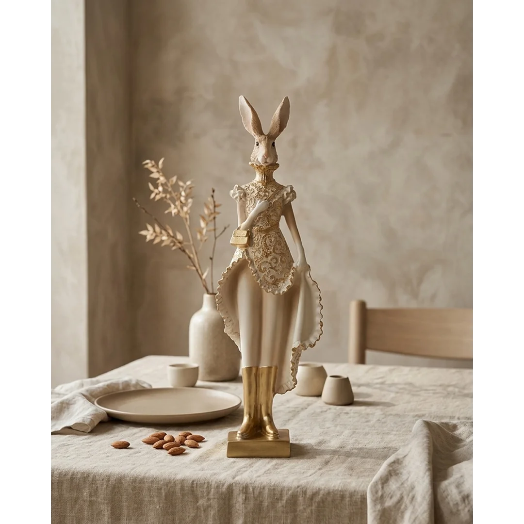 Figurka dekoracyjna SHP RABBIT beżowa / złota — zdjęcie 6