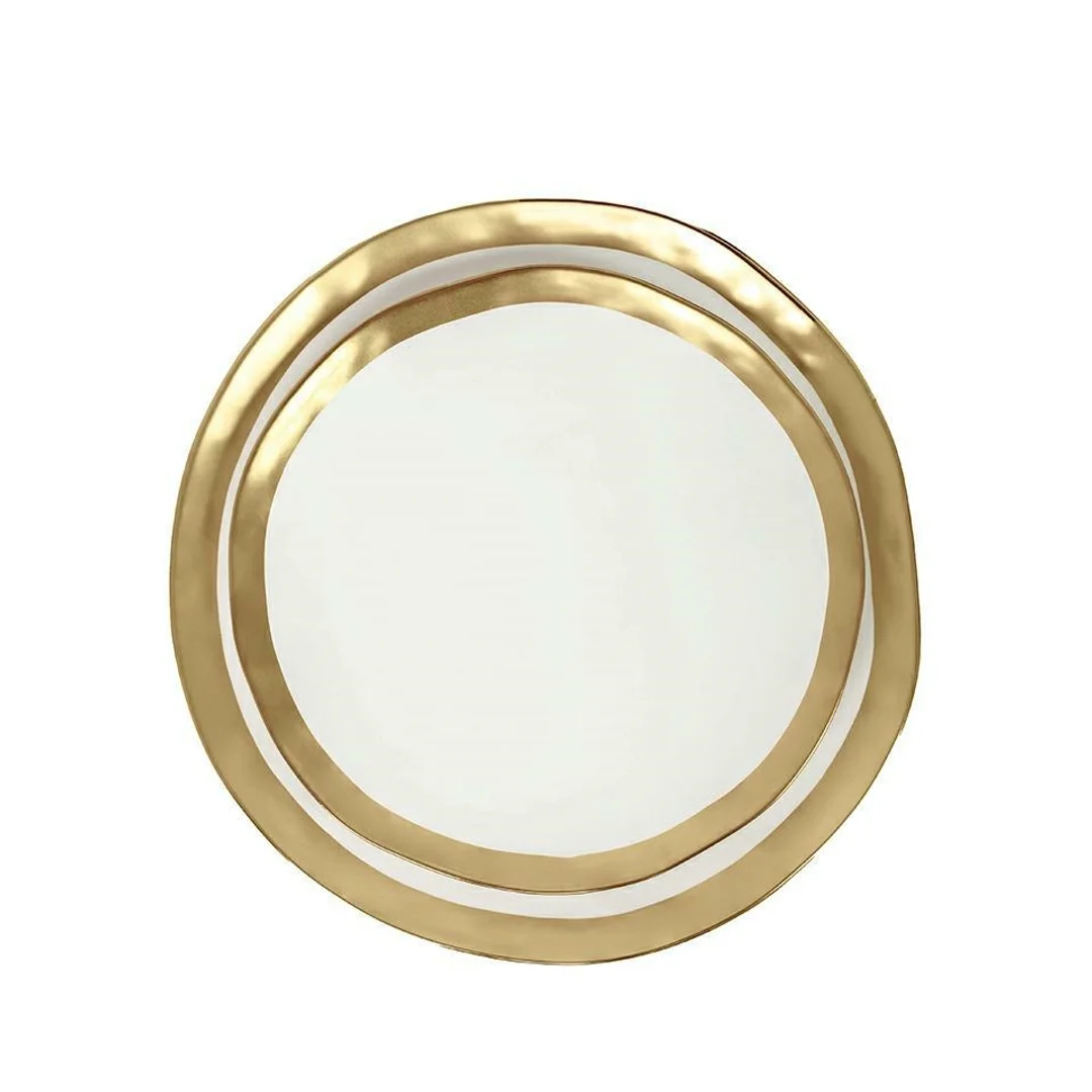 KARE komplet 2 talerzy BELL 38 cm biało-złoty — zdjęcie 6