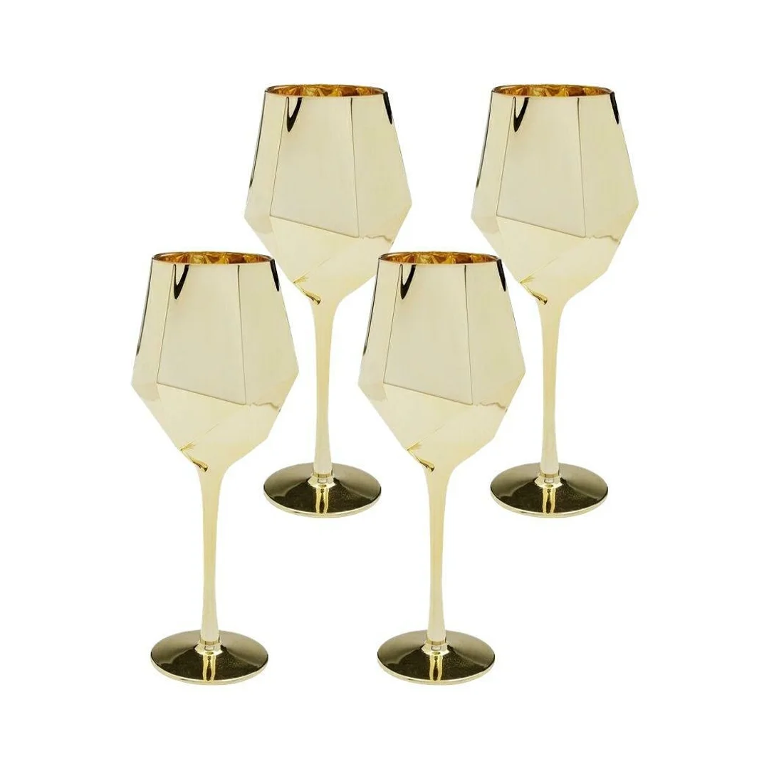 KARE komplet 4 kieliszków do wina DIAMOND 660 ml złoty — zdjęcie 2