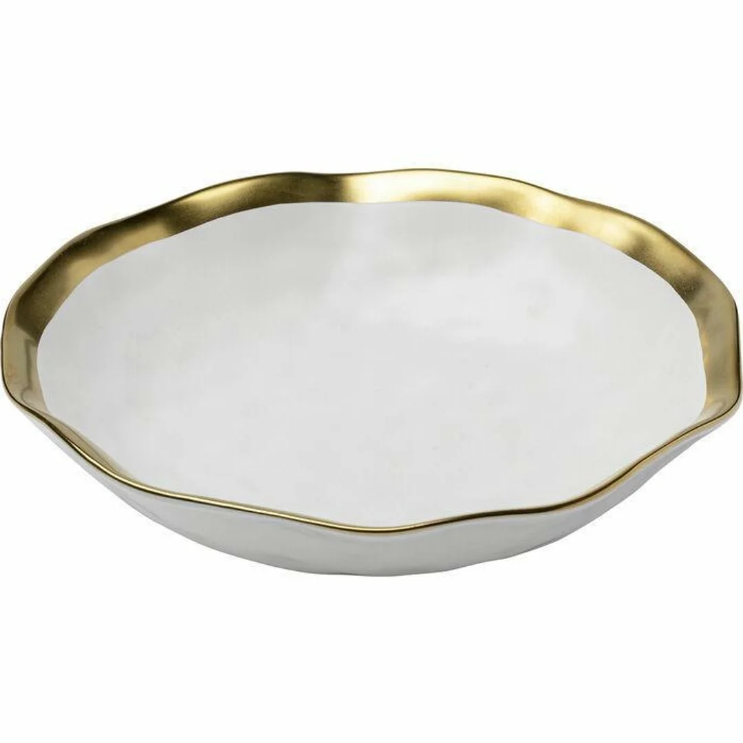 KARE komplet 4 talerzy głębokich BELL 20 cm biało-złoty — zdjęcie 3
