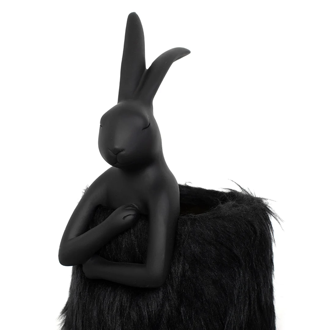 KARE lampa stołowa RABBIT FUR 50 cm czarna / złota — zdjęcie 3