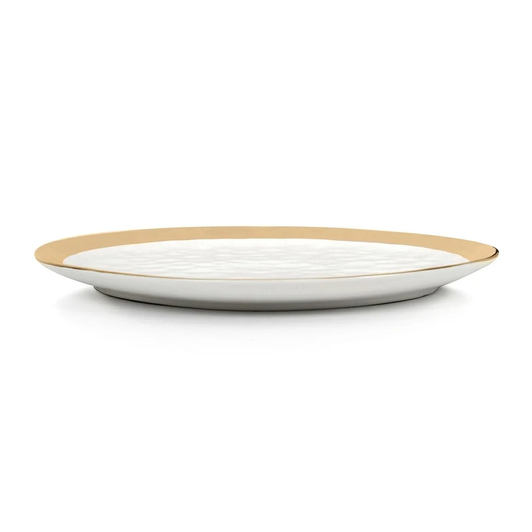 KARE talerz BELL 31 cm biało-złoty — zdjęcie 2